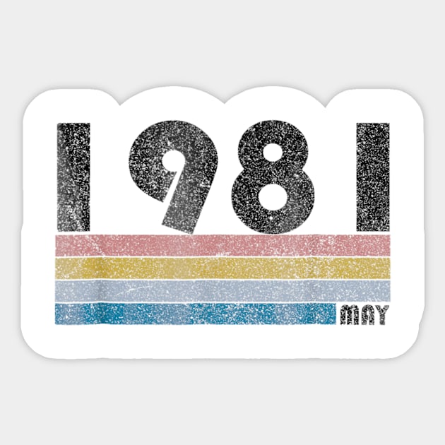 37th Birthday Gift Retro Born in May of 1981 Sticker by bummersempre66